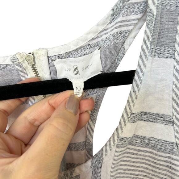 Lou & Grey Women's Striped Linen Racerback Dress Size 10 - Picture 3 of 7